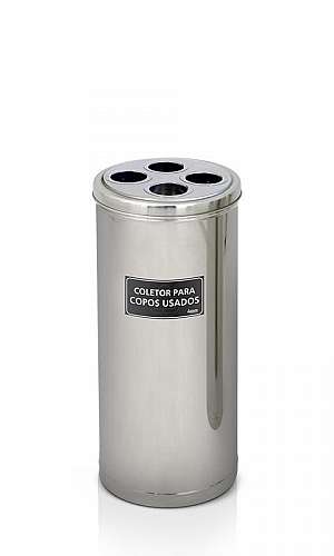 Coletor de Copos Descartáveis Inox  Coletor de Copos Descartáveis Inox